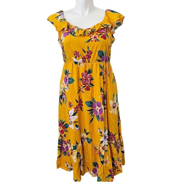 Old Navy Dresses & Skirts - Old navy cami Tie-Belt Ruffle-Trim Midi Dress sz L